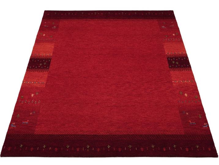 Wollteppich OCI DIE TEPPICHMARKE INTENSE MALA , rot (dunkelrot), B:140cm H:12mm L:200cm, Schurwolle, Teppiche, Wollteppich, handgeknüpft, reine Schurwolle, fußwarm, Wohnzimmer