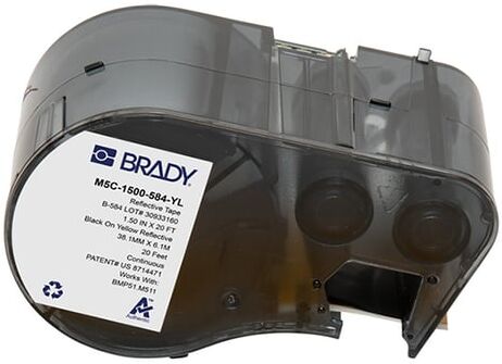 Brady M5C-1500-584-YL etiquetas de plástico preto sobre amarelo 38,1 mm x 6,1 m