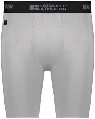 Russell Athletic R24CPM Compression Shorts in Grid Iron Silver size XL   Polyester/Spandex Blend