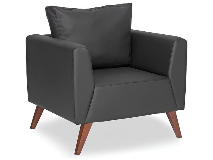 JVmoebel Sessel Schwarzer Design Sessel aus Kunstleder mit Holzfüßen (1-St., Sessel), Made in Europa