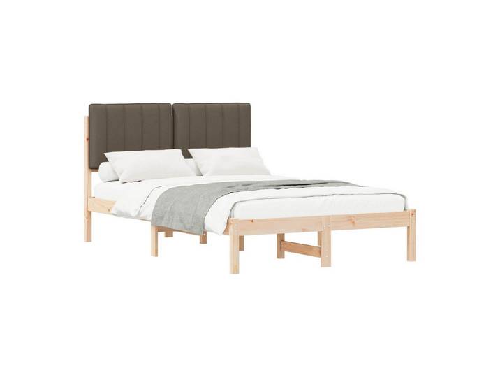 vidaXL Bett Bettgestell mit gepolstertem Kopfteil Natürlich und Taupe (1-tlg)
