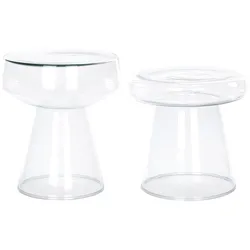 BEISTELLTISCH 2er-Set Glas transparent rund Laguna/Caldera