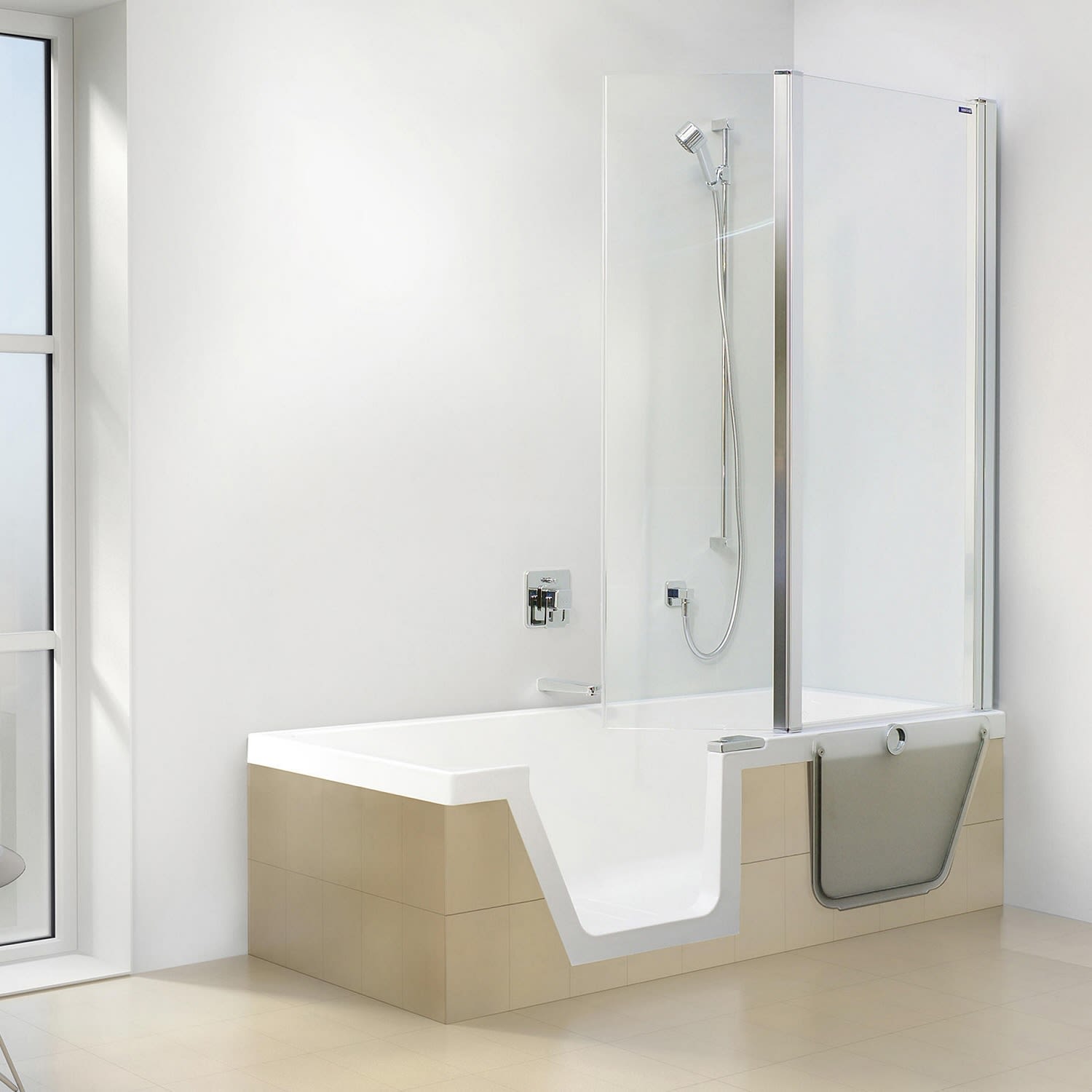 DUSCHOLUX Step-in Pure Badewanne 160 x 75 cm Einstieg links