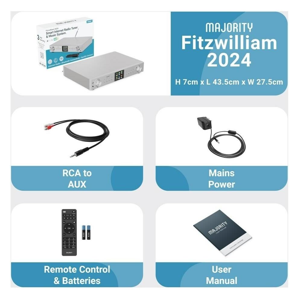 Majority Fitzwilliam 2024 (DAB+, FM, Bluetooth, WLAN) (FITZ-2024-Silver)