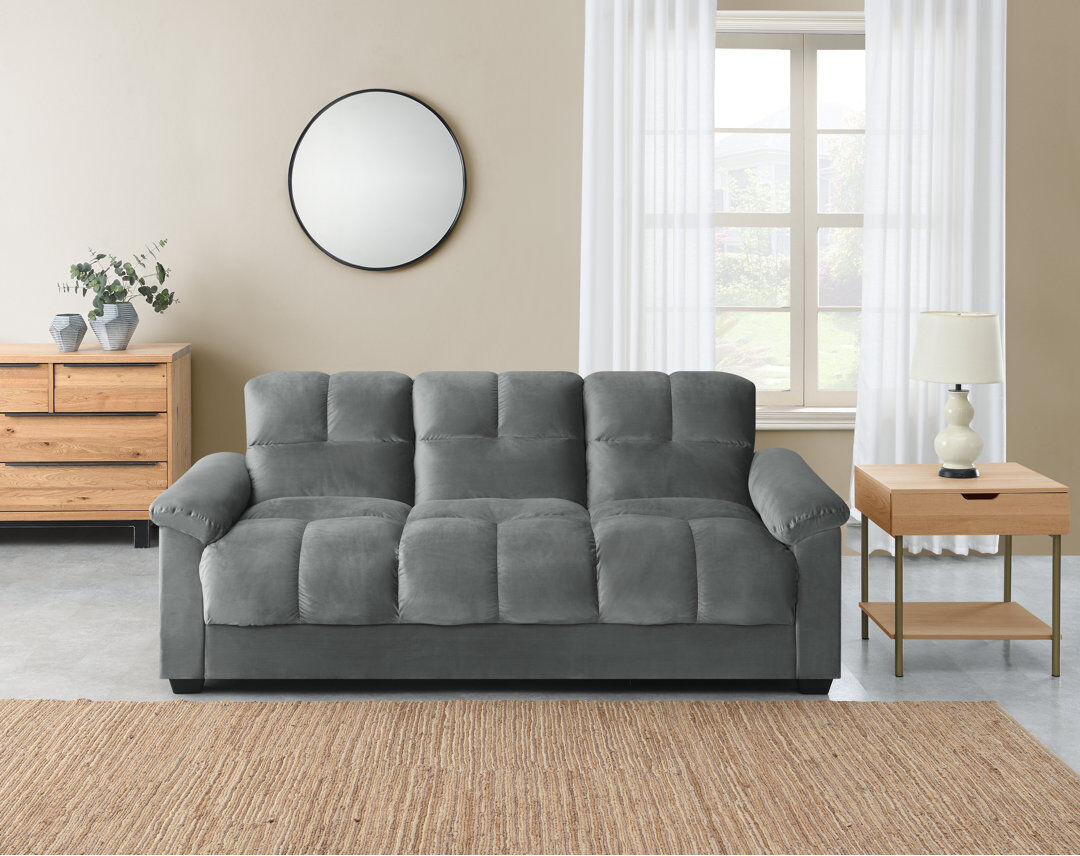 Latitude Run Laymantown Sofa Bed Grey Velvet 3
