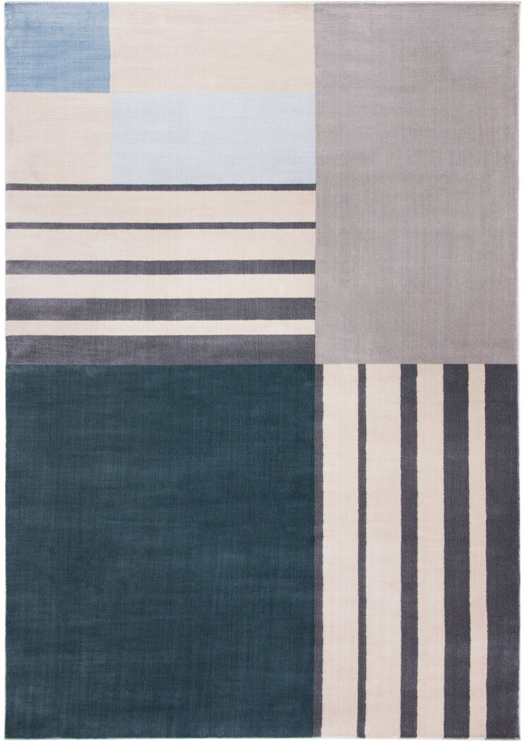 Isabelline Katy Rectangle Geometric Hand Woven Area Rug Blue Rectangle 122 x 183 cm