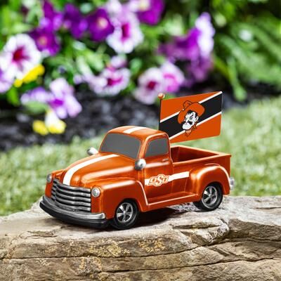 Evergreen NCAA Rally Truck Garden Statue with Team Flag