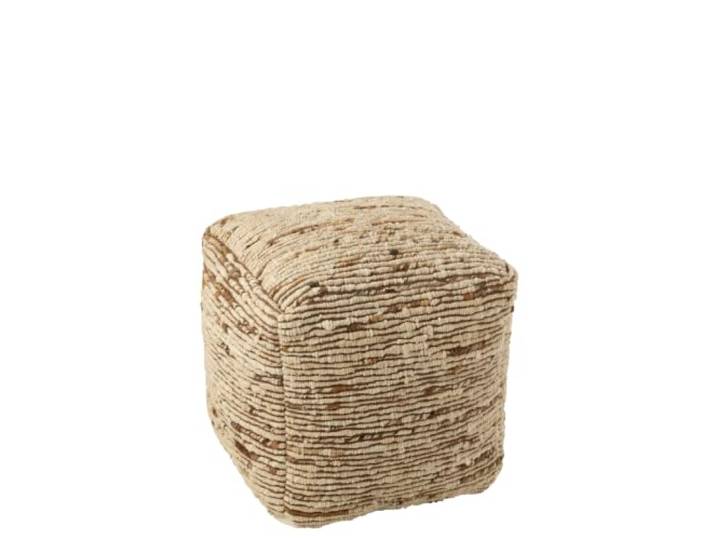 J-line Pouf Gewebt - Wolle - Ecru/Braun