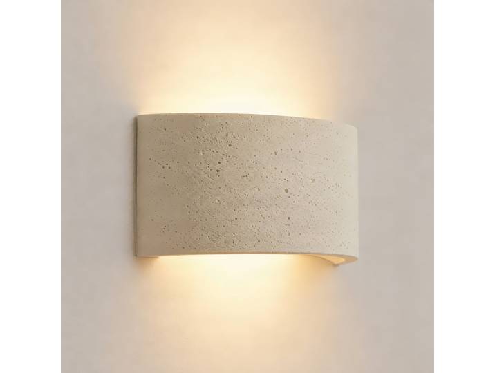 Applique murale Naike, beige, travertin, plâtre, 15 cm - Lindby - Couloir - Moderne - Plâtre / argile - À ampoule unique