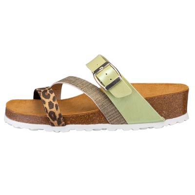 Pantolette LICO "Pantolette Natural Glitter", Damen, Gr. 42, grün, Synthetik, Schuhe Pantolette
