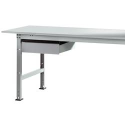 Manuflex AS0006.9006 Einzelschubfach in Alusilber ähnlich RAL 9006, mit Schloss, für Tischtiefe 800 mm, BxTxH= 425 x 550 x 135 mm