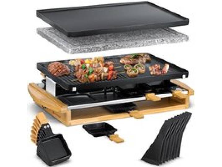 Gril à raclette électrique avec pierre naturelle - KESSER - Plaque de cuisson antiadhésive - Plancha incluse