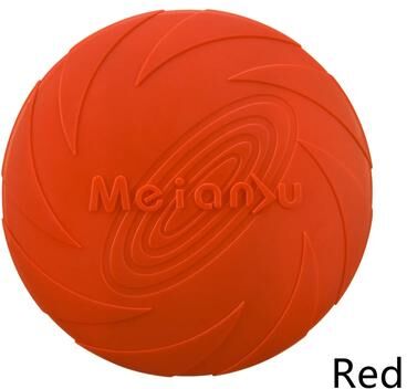 PetsAreLife Durable Dog Toy Flying Disc, Silicone, Resistant To Bite Marks, Outdoor Training Fun red l