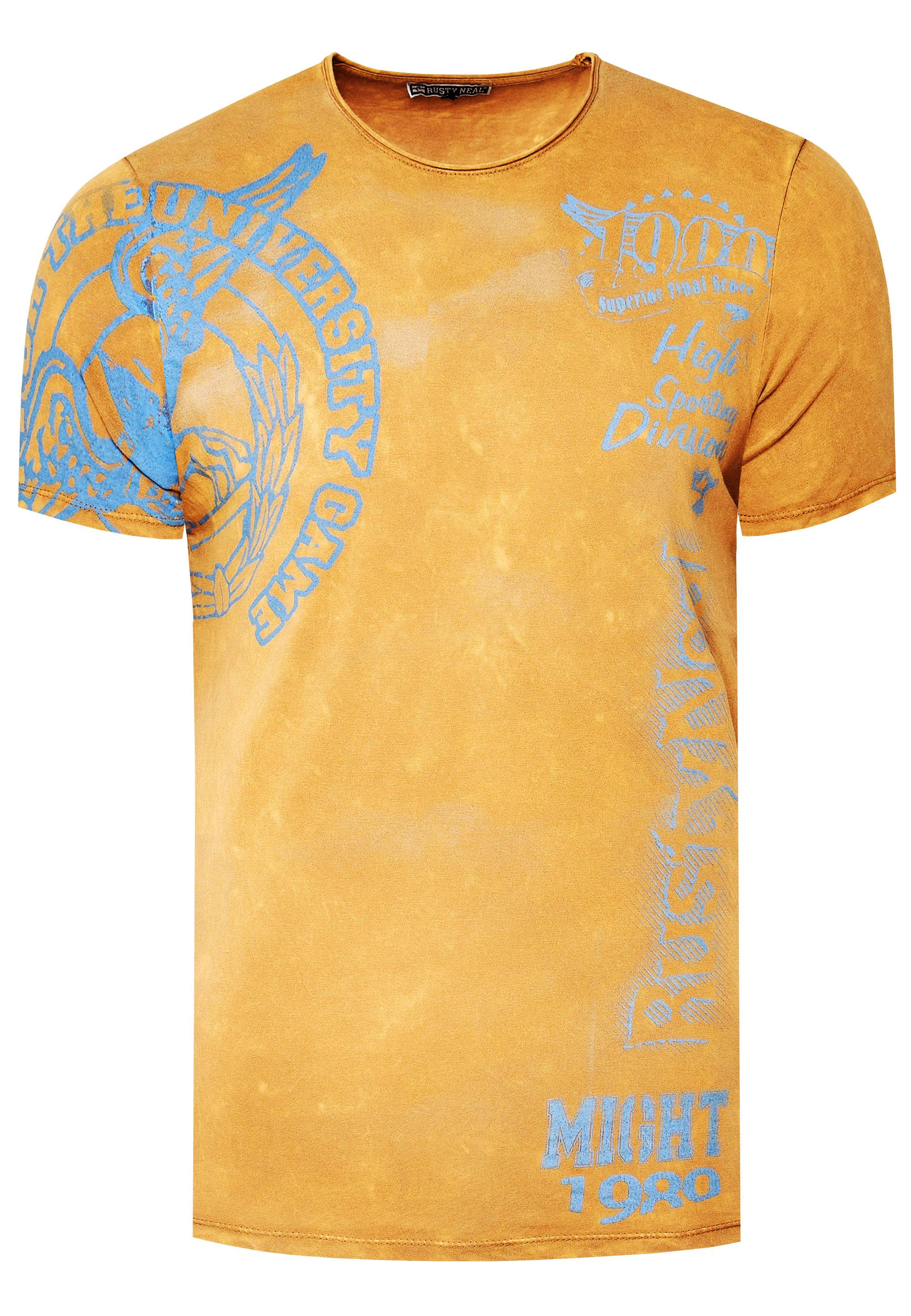Acid washed T-shirt met prints