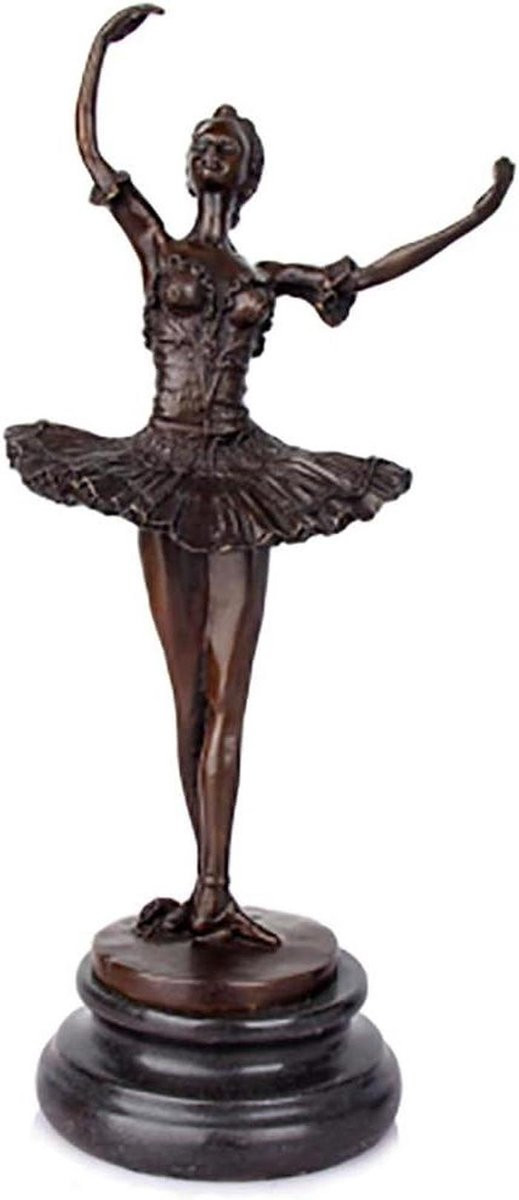 Handgemaakt Koperen Balletdanser Beeld - Vrouwelijke Standbeeld voor Woondecoratie - Goudgeel - Hoogte: 33 cm