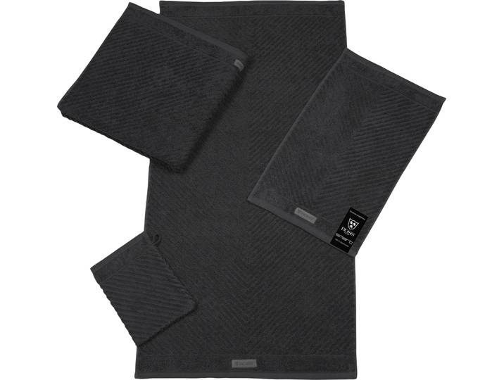Waschhandschuh ROSS Smart , grau (schiefer), B:16cm L:21cm, Frottier, Handtücher, Waschhandschuh, Uni-Rippe mit Velourslabel