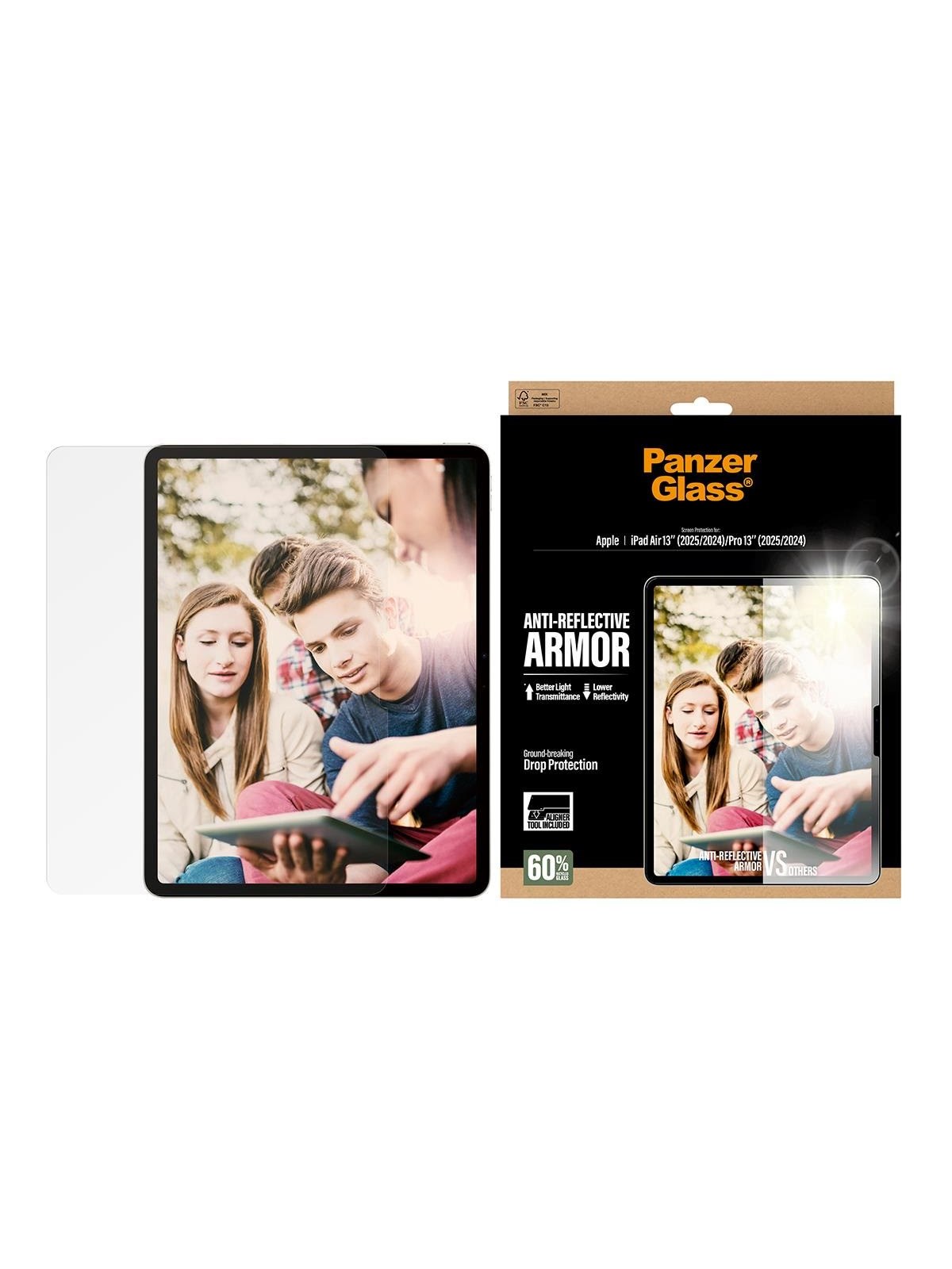 PanzerGlass Anti-Reflective Armor Screen Protector iPad Air 13" (2025-2024) | Pro 13" (2025-2024) | Ultra-Wide Fit w. Fastfit tool
