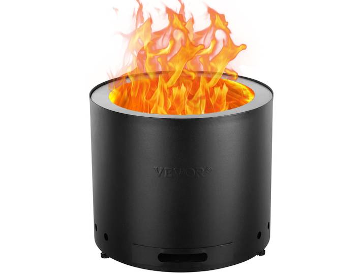 VEVOR Foyer sans fumée\, feu de camp\, H : 15\,4 pouces x diamètre : 19\,3 pouces\, foyers à bois avec poêle à cendres amovible\, foyer portable pour l'extérieur en acier inoxydable SUS430
