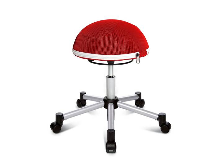 Office stool Topstar Sitness Half Ball Red/Silver gray, Carpet castors, Dynamic sitting - ideal for healthy sitting