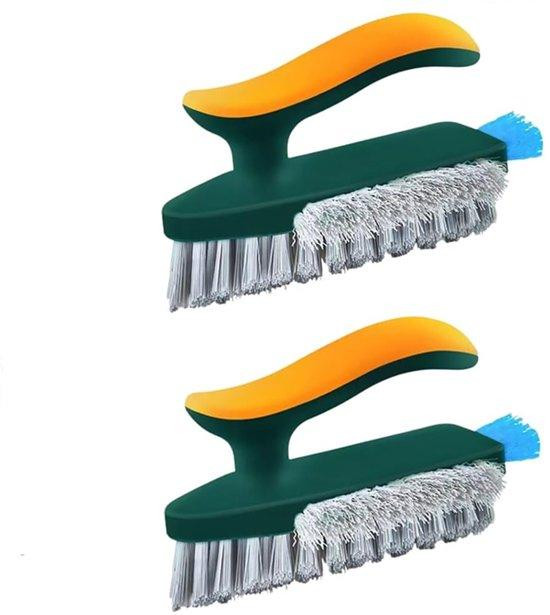 Twee-delige multifunctionele schoonmaakborstel voor het reinigen van tegels, groen en oranje, 16,5 x 10 cm