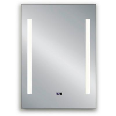LED-Lichtspiegel MIRRORS AND MORE "Ilonka", transparent, B:50cm H:70cm, Glas, Spiegel, LED-Beleuchtung, integrierte Zeitanzeige