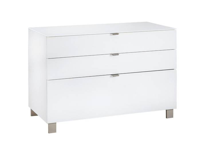Hom`in Sideboard, Weiß, Kunststoff, 2 Schublade(n) Schubladen, 110.1x73.1x52.5 cm, Beimöbel erhältlich, stehend, Abdeckplatte aus Glas, Wohnzimmer, Kommoden & Sideboards, Sideboards