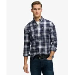 Superdry für Herren. M4011047A Lumberjack-Hemd blau (L), Lässig, Baumwolle, Langarm