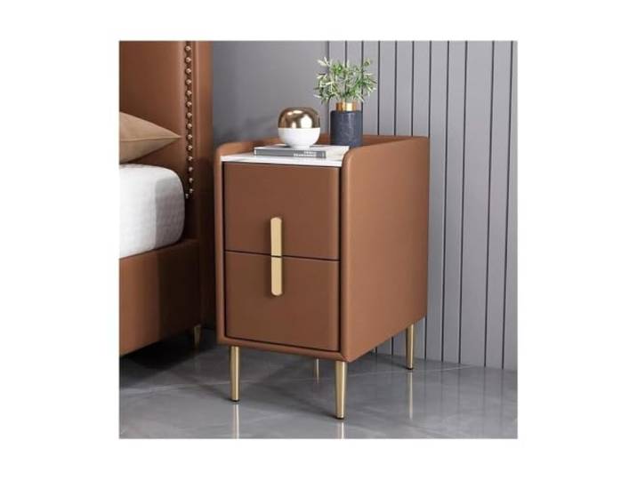 Smart nightstand table Nachttische Nachttische Kleiner minimalistischer Nachttisch mit 2 Schubladen und 4 Metallbeinen Luxus Holz Nachttisch Aufbewahrungsschrank Freie Installation Schlafsofa