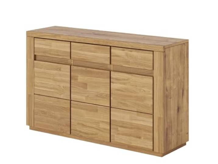 Sideboard Eiche 127 cm Massivholz-Front Kommode mit 3 Türen 3 Schubladen, Massivholz, 127 cm Breite, 3 Türen, Eiche