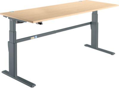 Schreibtisch Komfort, elektrisch höhenverstellbar, Rechteck, C-Fuß, B 1800 x T 800 x H 655-1305 mm, Ahorn/anthrazit