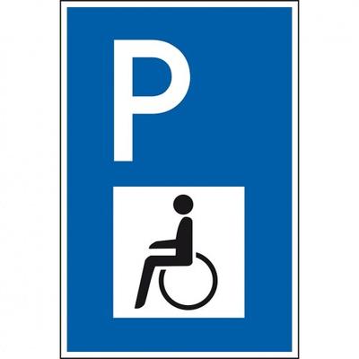 Schild I Parkplatzschild mit Behindertensymbol, spitze Ecken, Aluminium, 400x600mm