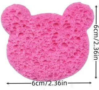 Inspired Finds 10 Piece Natural Reusable Facial Sponges For Deep Cleansing Exfoliation bear Head Shape