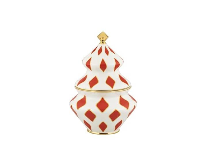 Alessi - NZ03 - Récipient de Noël pour Bonbons en Porcelaine\, Rouge\, Blanc et Or