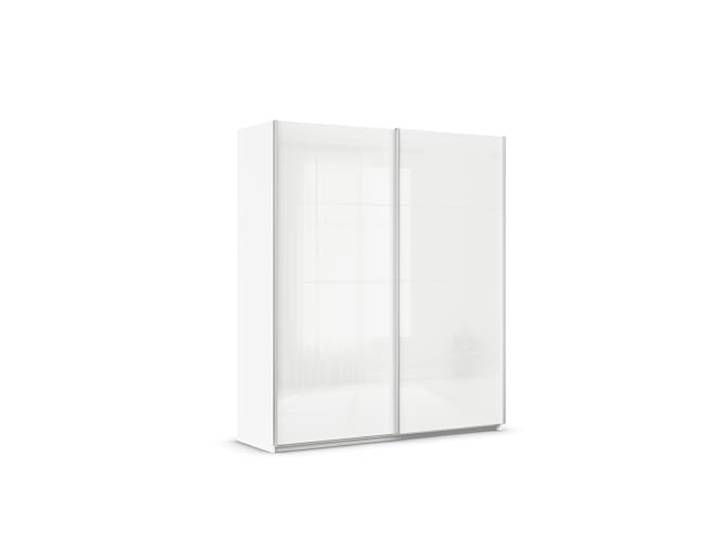 Rauch Möbel QUADRA, Schwebetürenschrank, Weiß/Glas Weiß, Breite 181 cm Kleiderschrank mit Schwebetüren, Schiebetüren, 2-türig, für Schlafzimmer, Kinderzimmer, Jugendzimmer, Garderobe