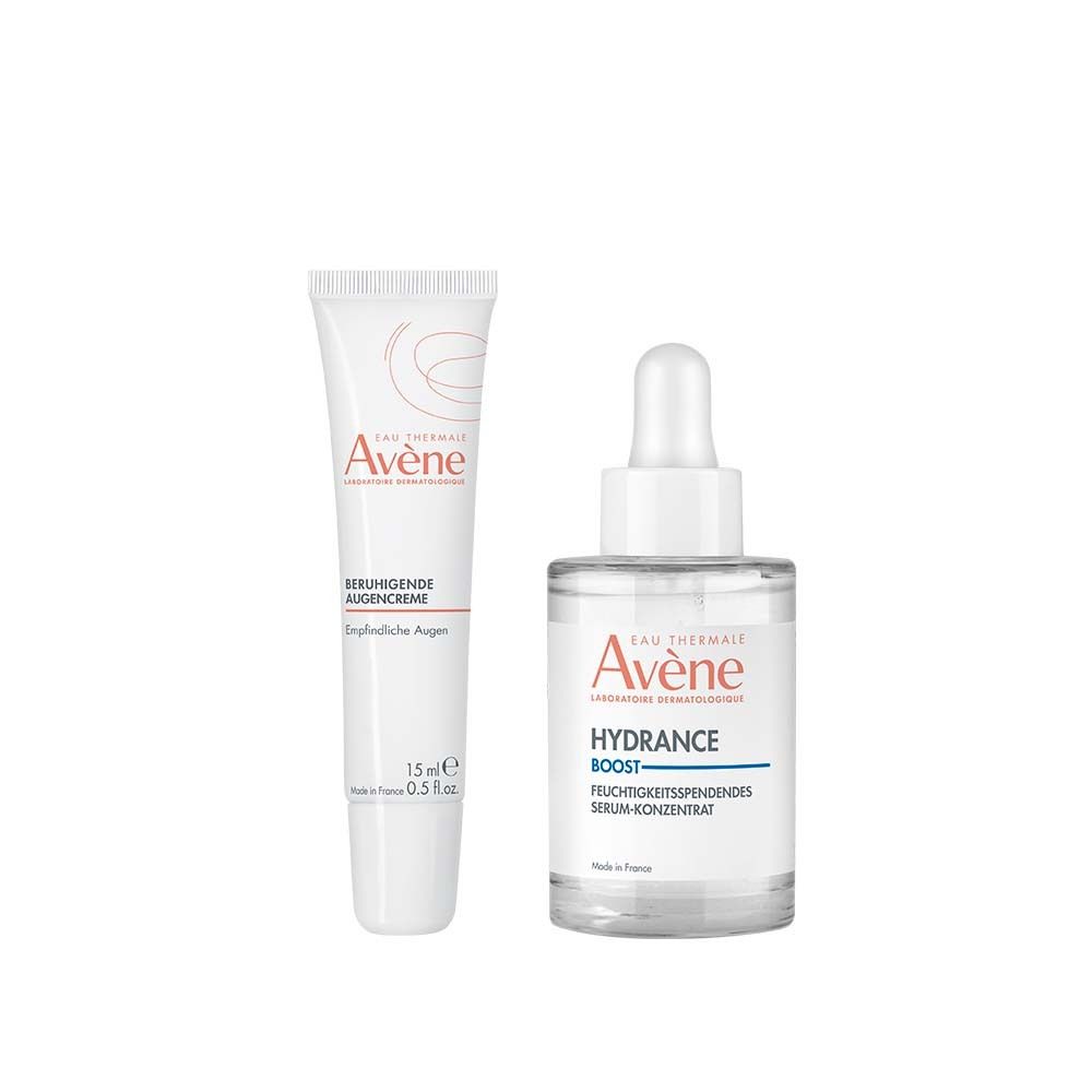 Avène Beruhigende Augencreme + Hydrance Boost Feuchtigkeitsspendendes Serum Set 1 St