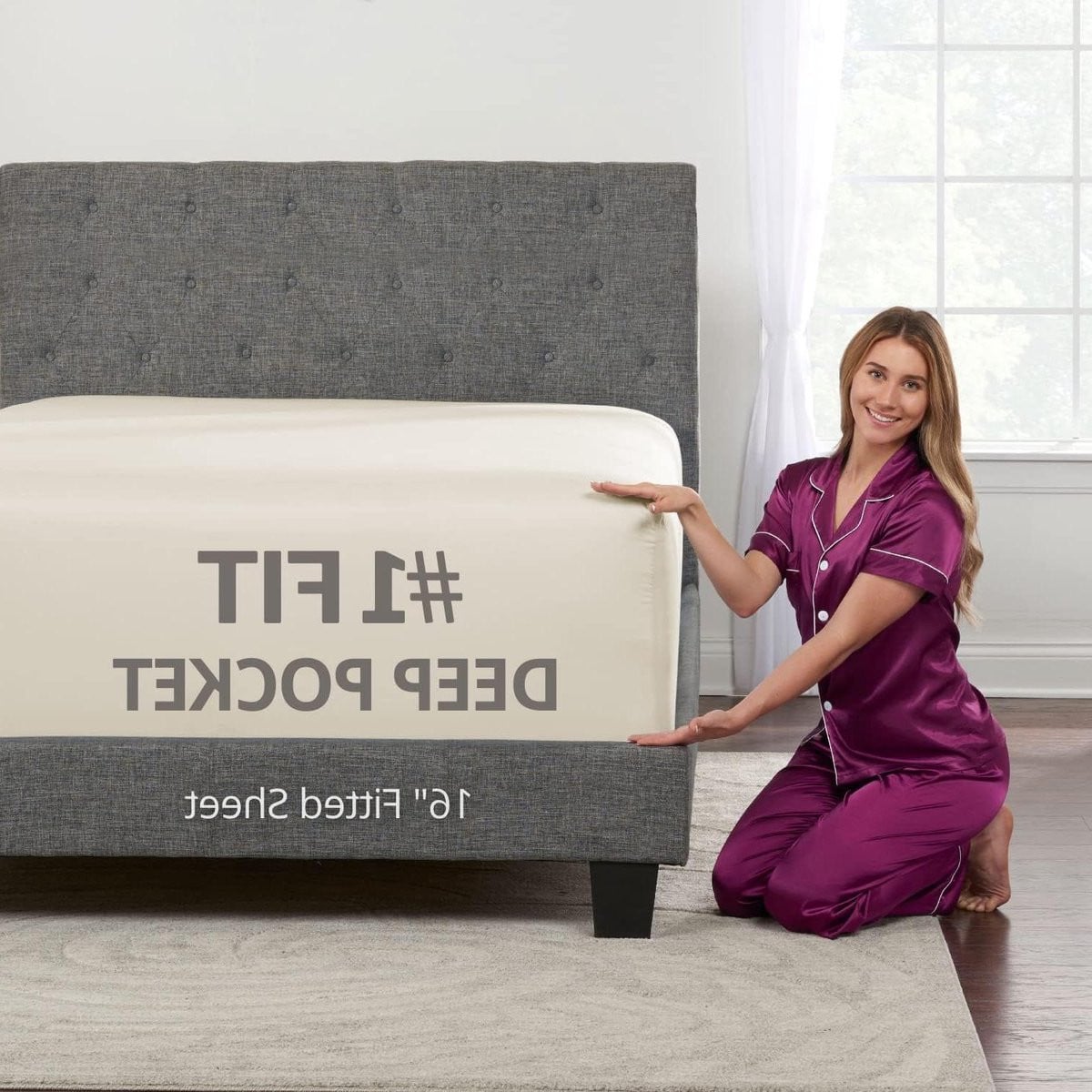 Ivoor Hoeslaken Queen met extra diepe zak voor comfortabel slapen
