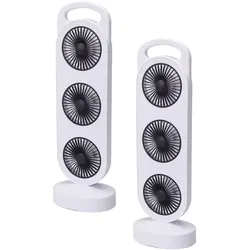 WellHome - 2er Set Tischventilatoren USB 3W mit 3 Geschwindigkeiten in Weiß 37x12x8,3 cm