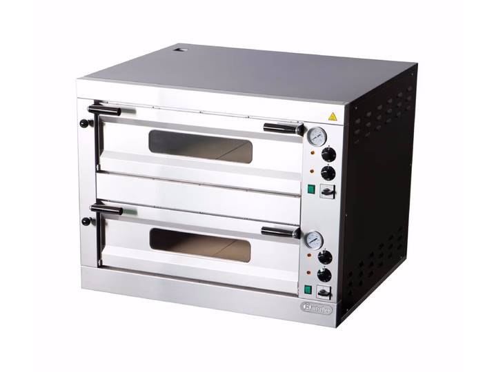 Bartscher Zweikammer-Pizzaofen E8 – Gastro Backofen/Gastro Kochfeld/Gastro Mikrowelle – edelstahl