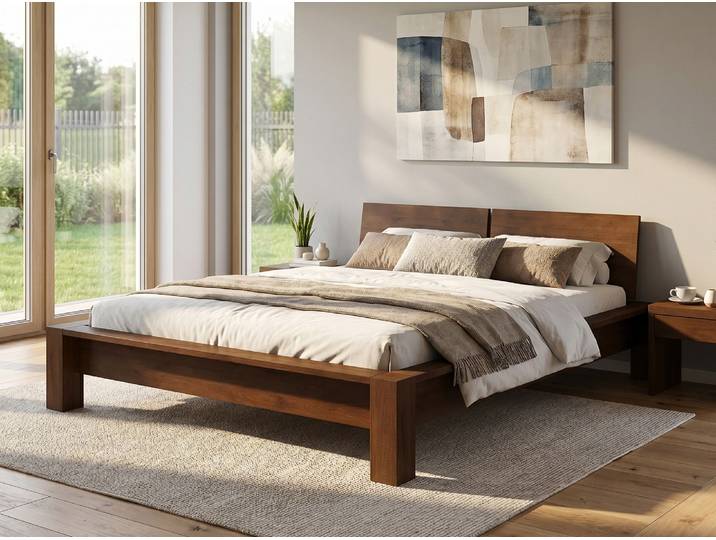 Bett Kernbuche Dunkel „Hanna“ 100 x 190 cm Massivholz Buche Dunkel