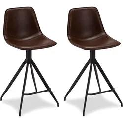 Barstuhl Lebas 2er-Set aus Kunstleder - drehbar mit Metallgestell, Dunkelbraun
