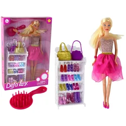 Lucy-Puppe, rosa Glitzerkleid, Schuhe-Set