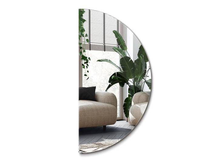 Wallfluent Spiegel 45x90 cm Halbrund, Transparent, Glas, Organisch, 45x90x0.4 cm, Spiegel, Wandspiegel