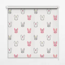 INNENROLLO - Fensterrollo - Rollo - 100x180 cm - Bunte Kaninchen mit Kronen