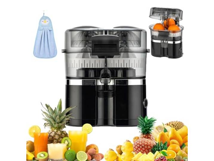 2026 Neu Automatische Zitruspresse mit Zwei Ausläufen, Dual Head Citrus Elektrisch mit Schneider, Säfte Leicht Zu Reinigen Effizient & Kompakt Juice Press für Orangen, Zitronen & Mehr (1PC)