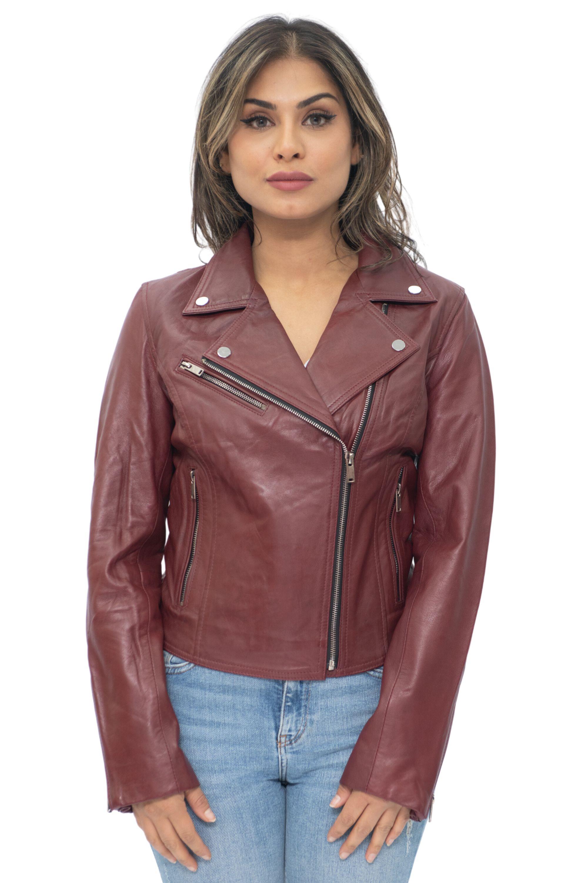 Damen-Leder-Klassiker-Biker-Brando-Jacke-Baku