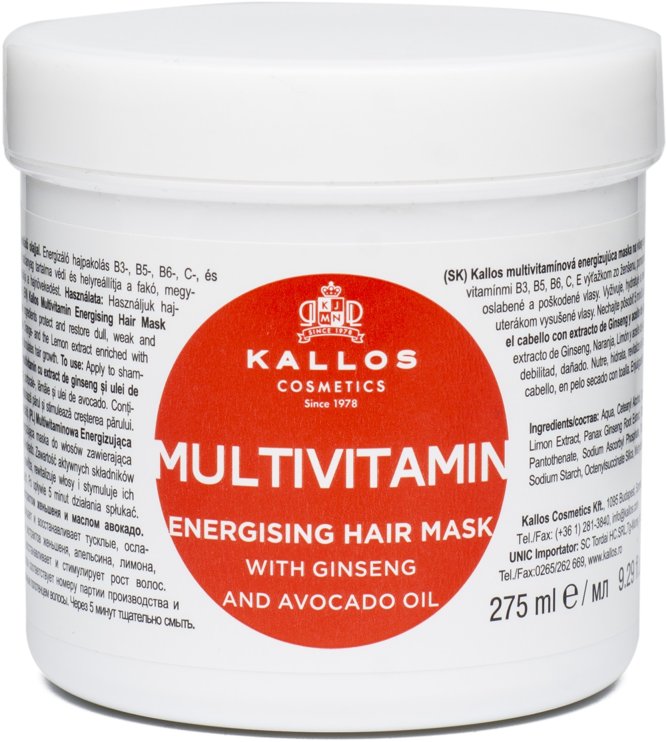 Kallos KJMN Multivitamin Energising Hair Mask 275 ml KA-KJMN2136