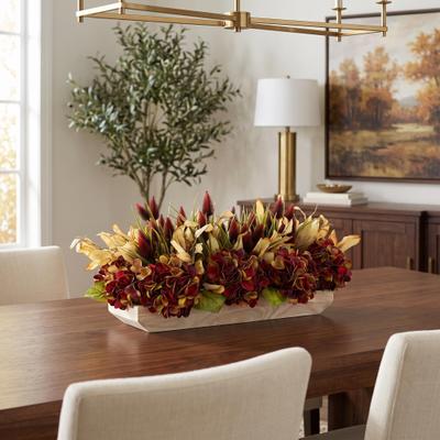 Creative Labs Fall Hydrangeas and Leaves in Wooden Planter
