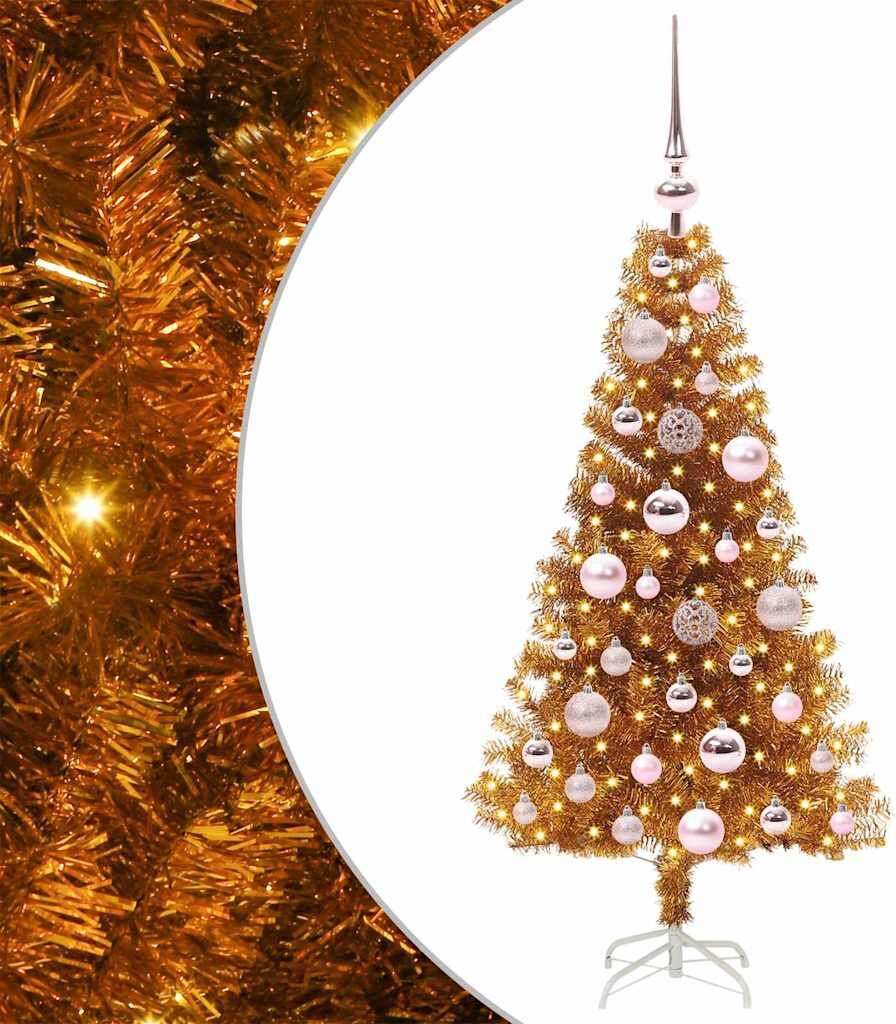 vidaXL Sapin de Noël Doré 120 cm PET