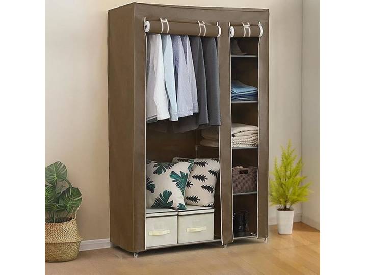 Armoire de rangement QIFAshma® - Grande capacité - 2 portes - H178 - Marron
