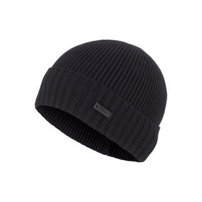 Beanie BOSS "Fati", Herren, blau (dunkelblau), Grobstrick, Wolle, unifarben, Mützen Beanie, aus Wolle in Rippenstrick, unisex